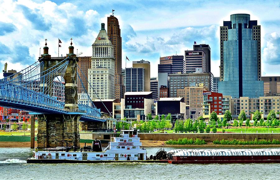 Cincinnati Ohio River Barge Photograph