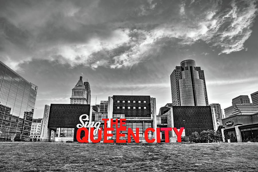 Cincinnati Skyline Photograph - Cincinnati Ohio Sing The Queen City Skyline - Selective Color by Gregory Ballos