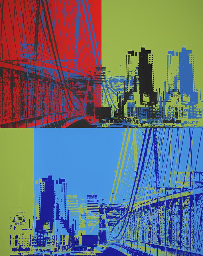 Cincinnati Pop Art Bridge Mixed Media by Dan Sproul