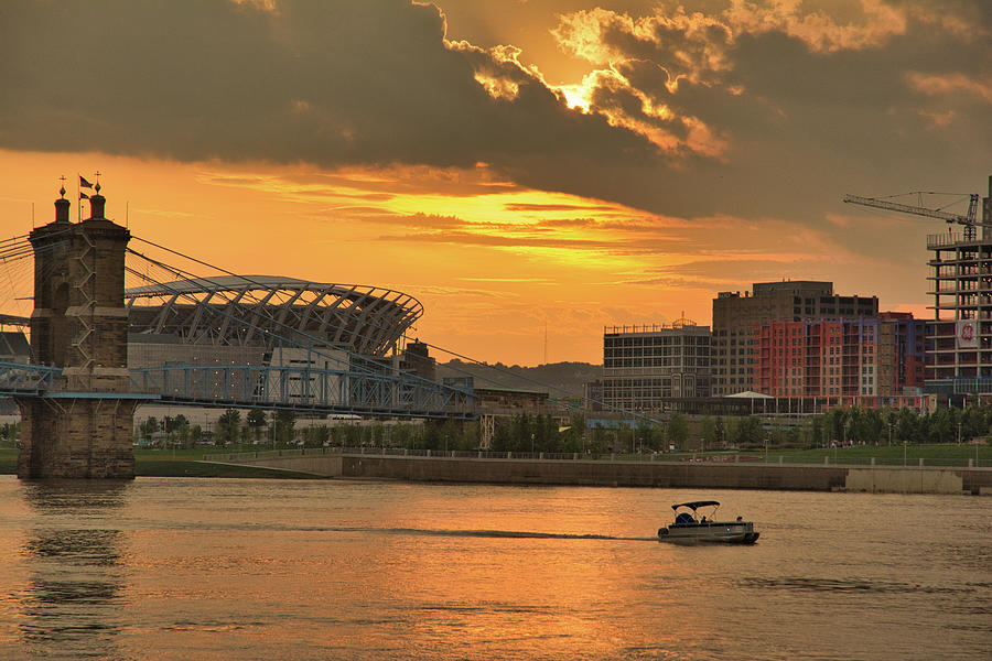 Cincinnati Riverfront Photograph - Cincinnati riverfront  by Randall Branham