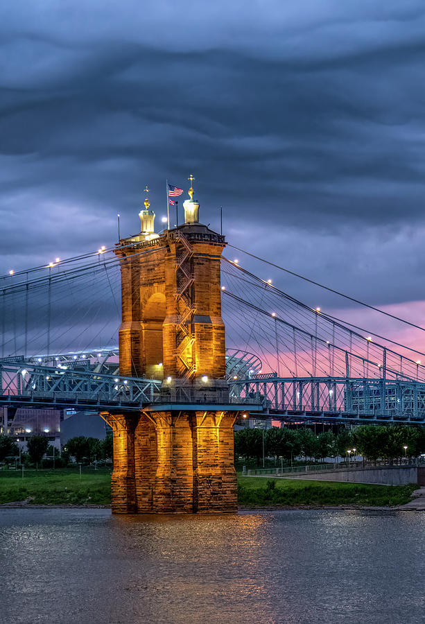 Cincinnati Roebling Bridge at Night Photograph by Ginger Stein