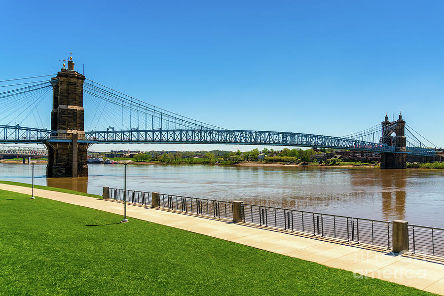 Cincinnati Roebling Bridge at Smale Riverfront Park Photo Photograph by Paul Velgos