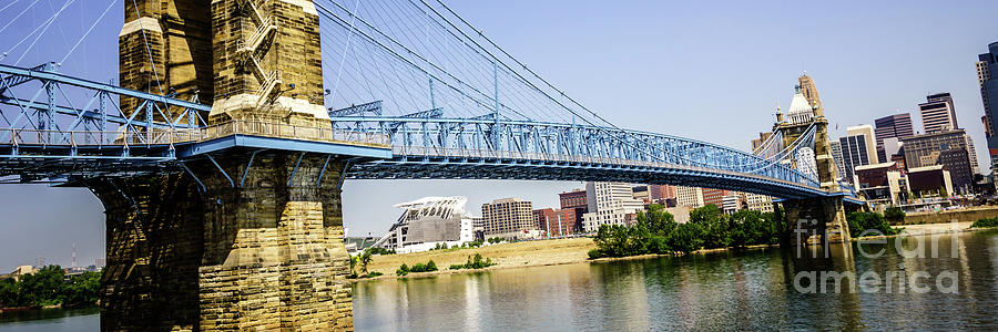 Cincinnati Roebling Bridge Panorama Photo Photograph by Paul Velgos