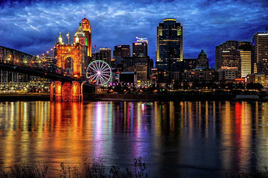 Cincinnati Skyline Blue Photograph by Ed Taylor