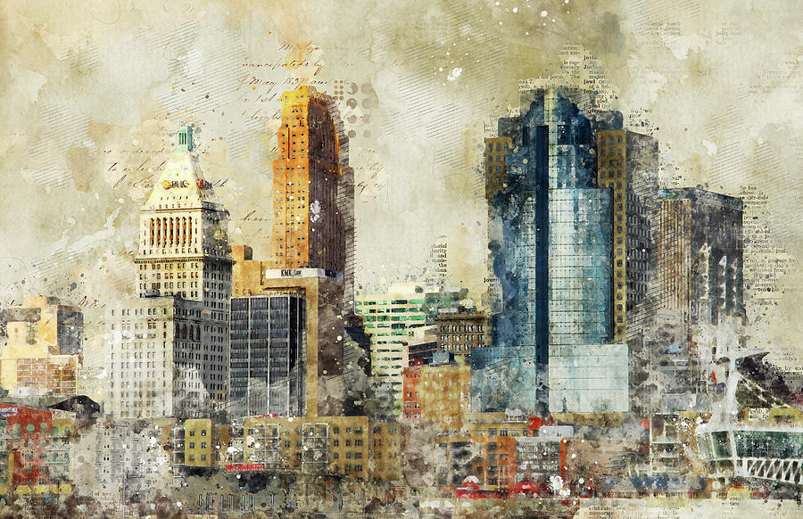 Cincinnati Skyline Concept Art Digital Art by Dan Sproul