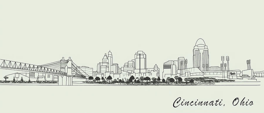Cincinnati Skyline Sketch 2 Photograph by Ed Taylor