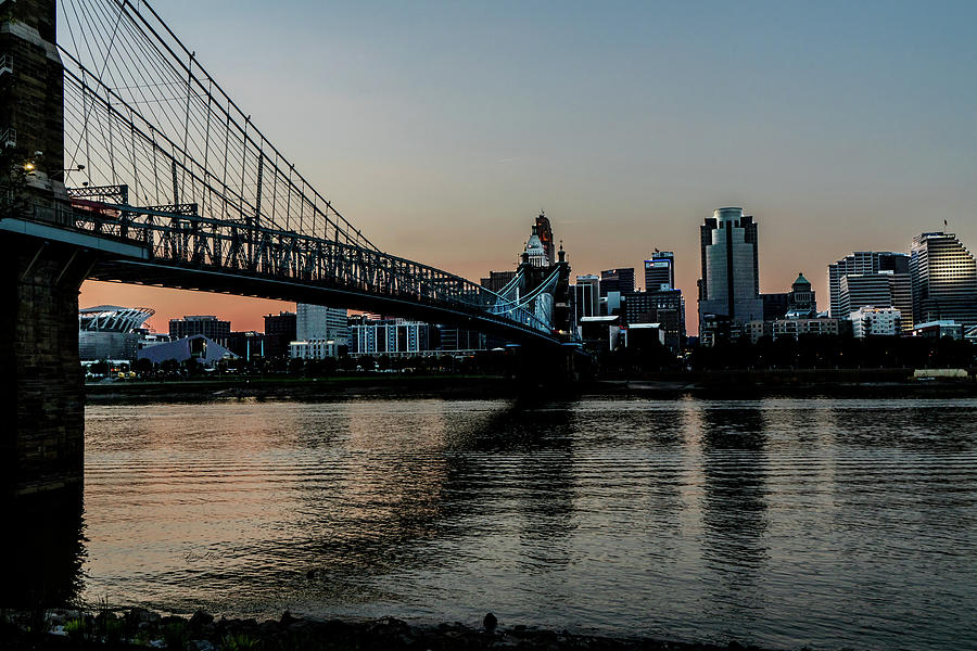 Cincinnati Skyline Sunset Photograph by Sharon Popek