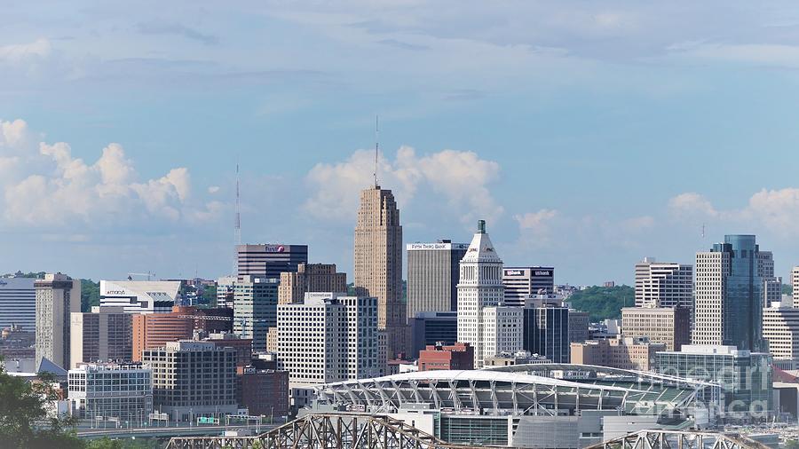 Cincinnati Skyline with Stadium Photograph by Bentley Davis