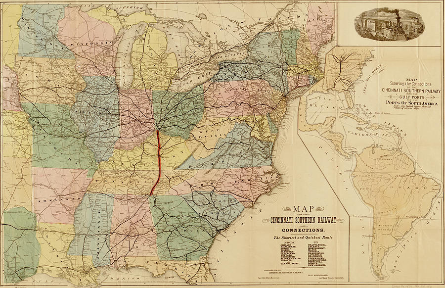 Cincinnati Southern Railway 1879 Drawing by Vintage Maps | Fine Art America