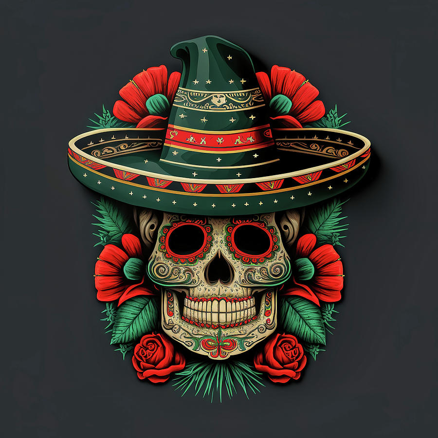 Cinco de Mayo / Day of the Dead Mexican Skull Logo Mascot Digital Art ...