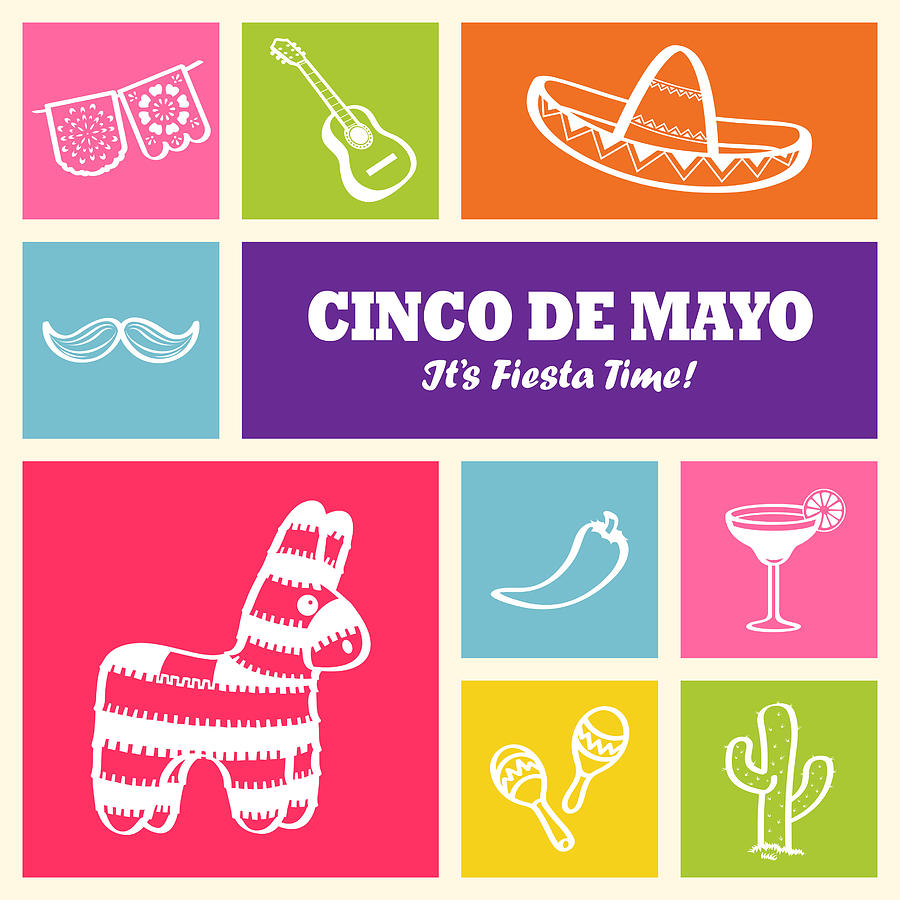 Cinco De Mayo Icons Drawing by Exxorian