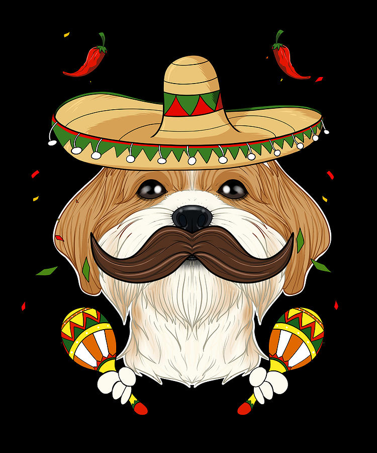 Cinco De Mayo Shih Tzu Sombrero Dog Digital Art by Maximus Designs ...