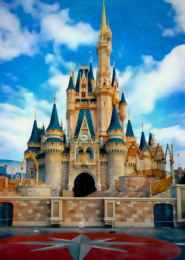 Famous Castle Magic Kingdom 3 x Split Panel Canvas Pictures 10x20" Walt Disney 