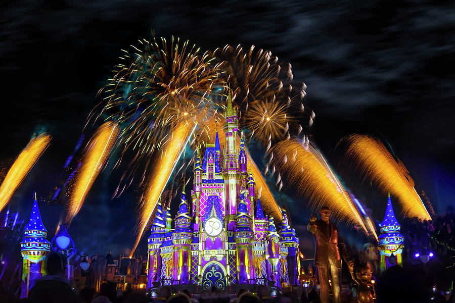 Cinderella Castle Fireworks at Walt Disney World Photograph by Mark Andrew Thomas