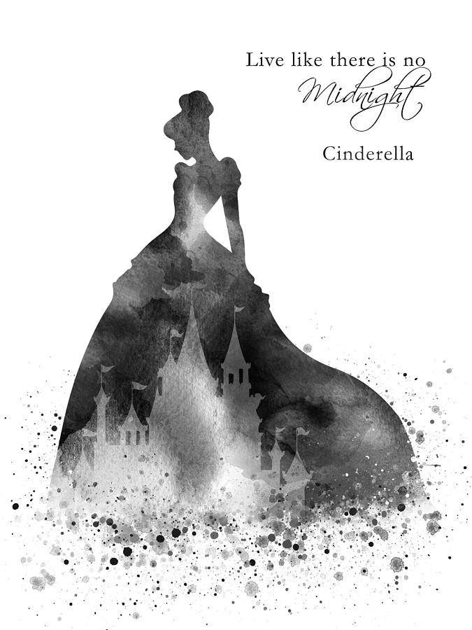 Cinderella Quote Watercolor Bw Digital Art