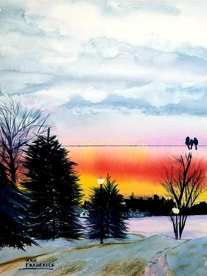 Cindys Sunset Painting by Ann Frederick