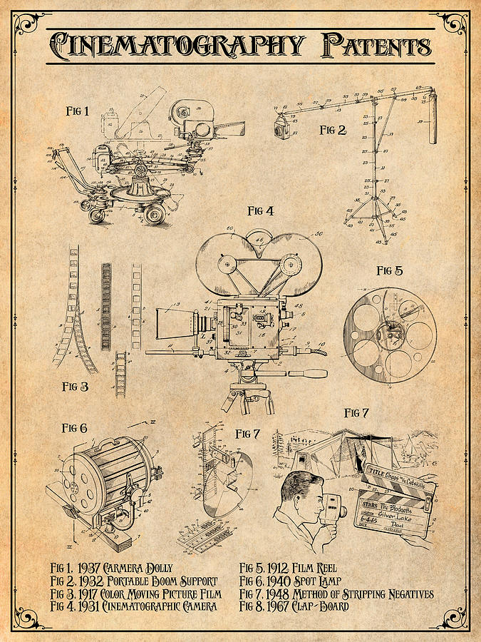 Cinematography Patents Antique Paper Patent Print by Greg Edwards