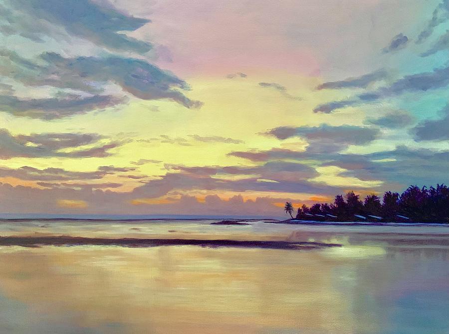 Cinnamon Hakuraa Huraa Sunset  Painting by Caroline Swan