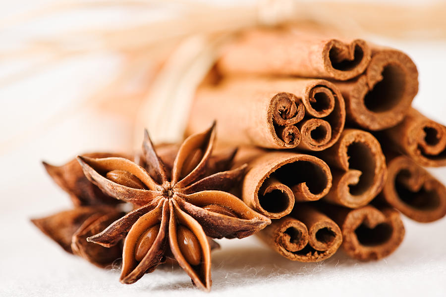 Cinnamon sticks with star anise. Photograph by Martin Harvey