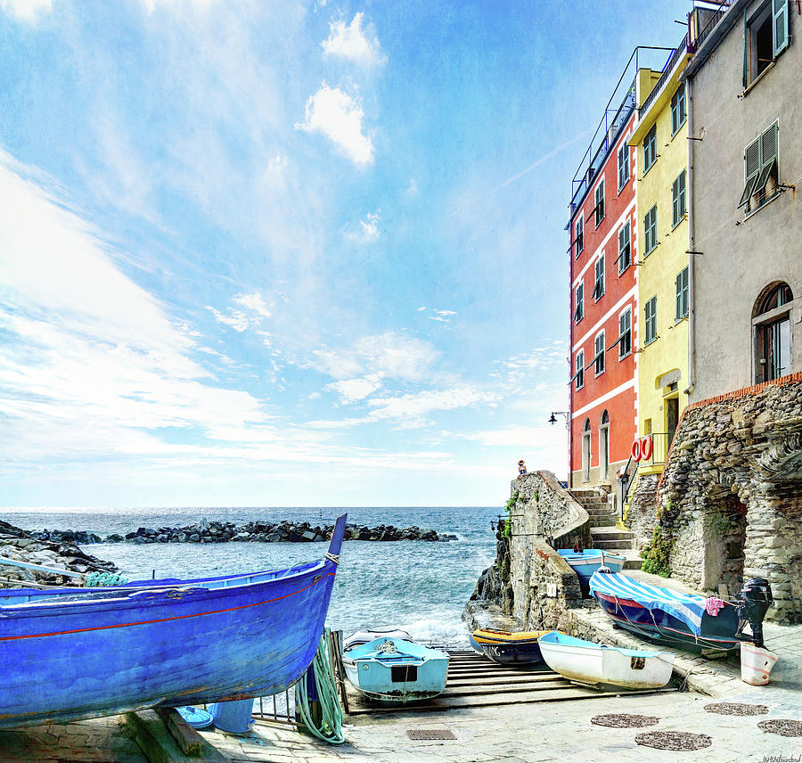 Cinque Terre - little port of Riomaggiore - vintage version Photograph by Weston Westmoreland