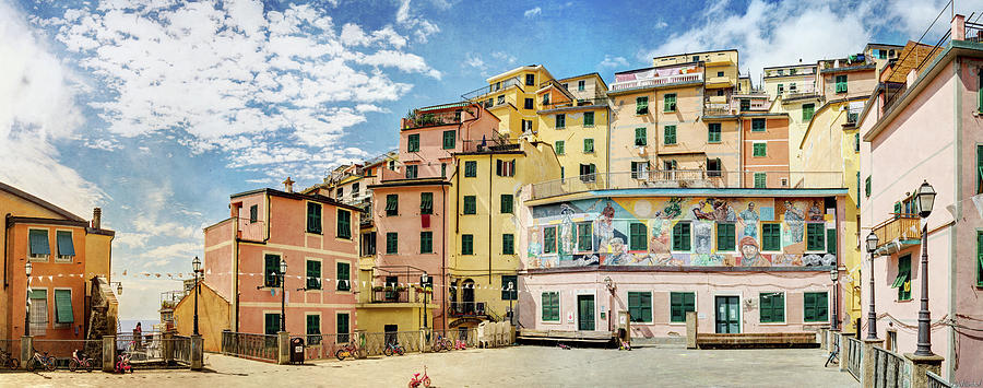 Cinque Terre - piazza vignaioli in Riomaggiore - vintage version Photograph by Weston Westmoreland