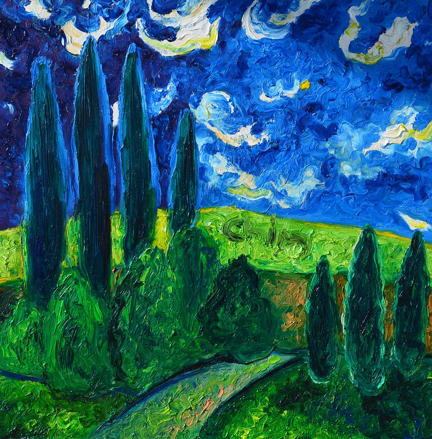 Cipressi Blu Painting by Chiara Magni
