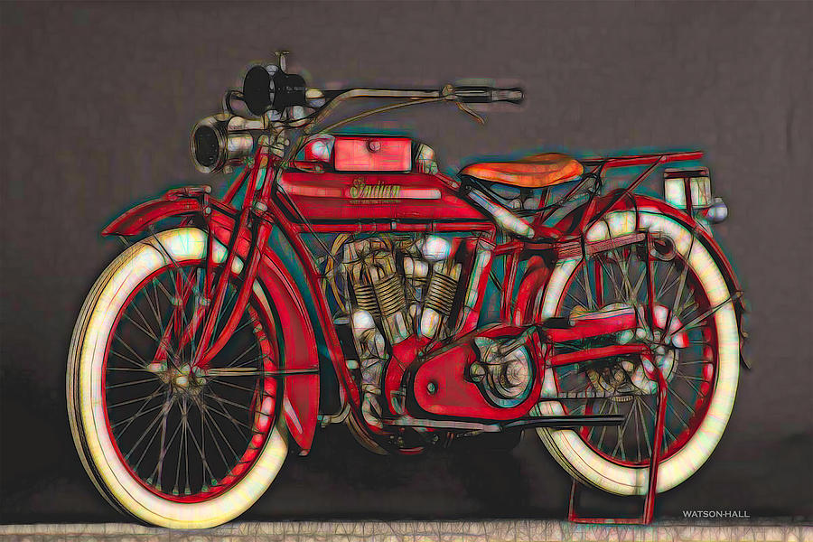 Circa 1915 - Indian Motorcycle. is a piece of digital artwork by Marlene Wa...