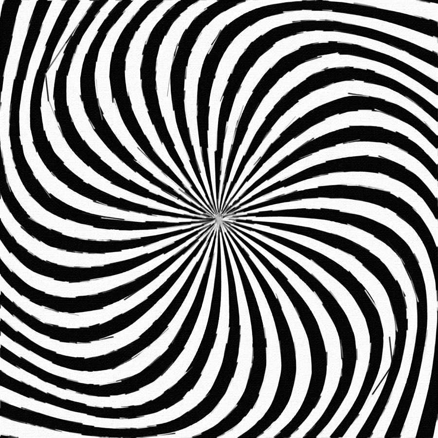 Circle Abstract Swirl Black White Painting by Tony Rubino