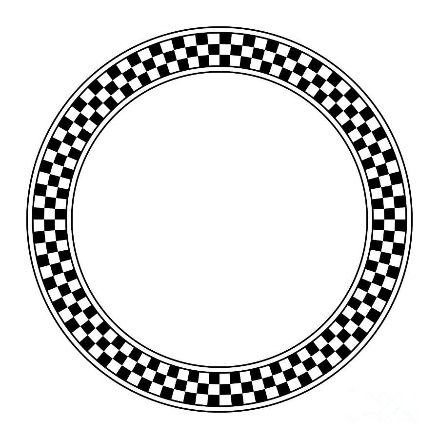 Circle frame with checkered pattern, round border with checkerboard