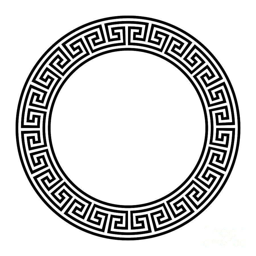 Circle frame, with seamless, direction changing meander pattern Digital ...