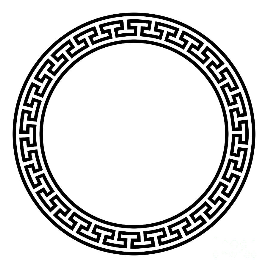 Circle frame with simple meander pattern, Greek key border Digital Art ...