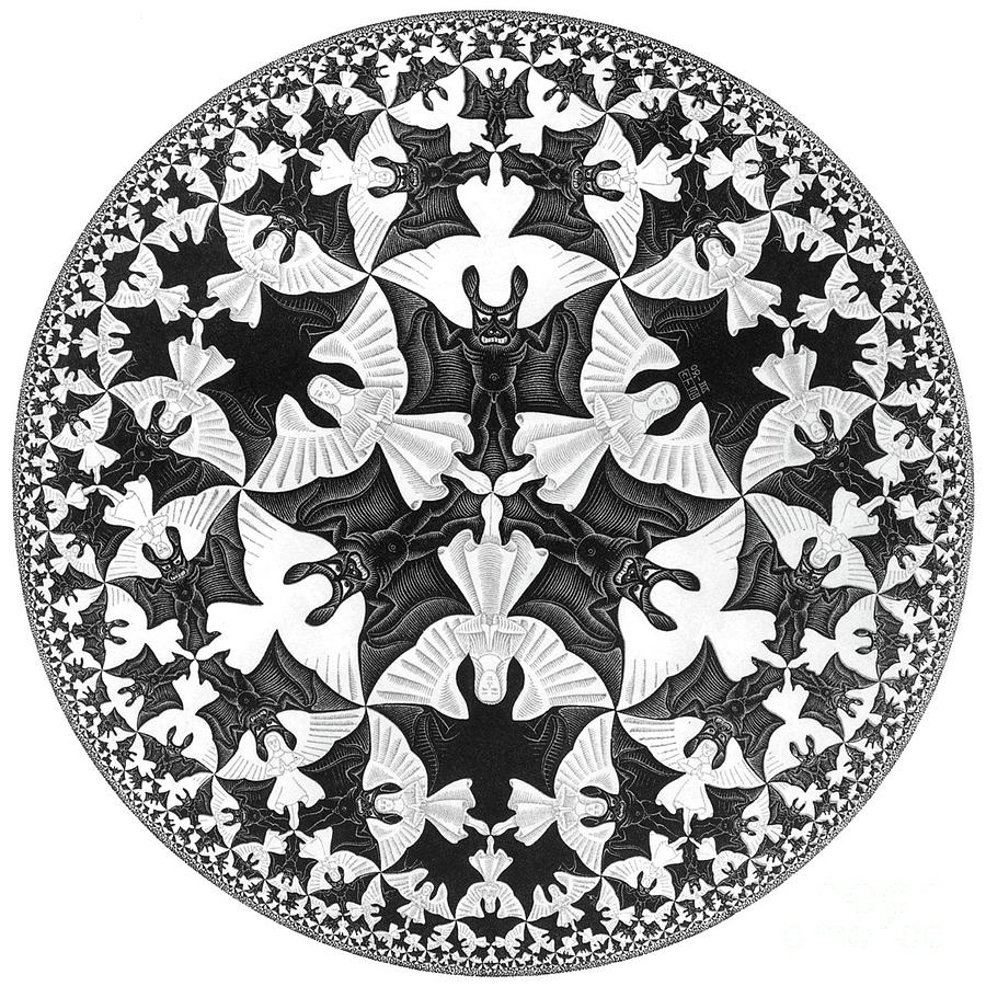 Black And White Drawing - Circle Limit by MC Escher