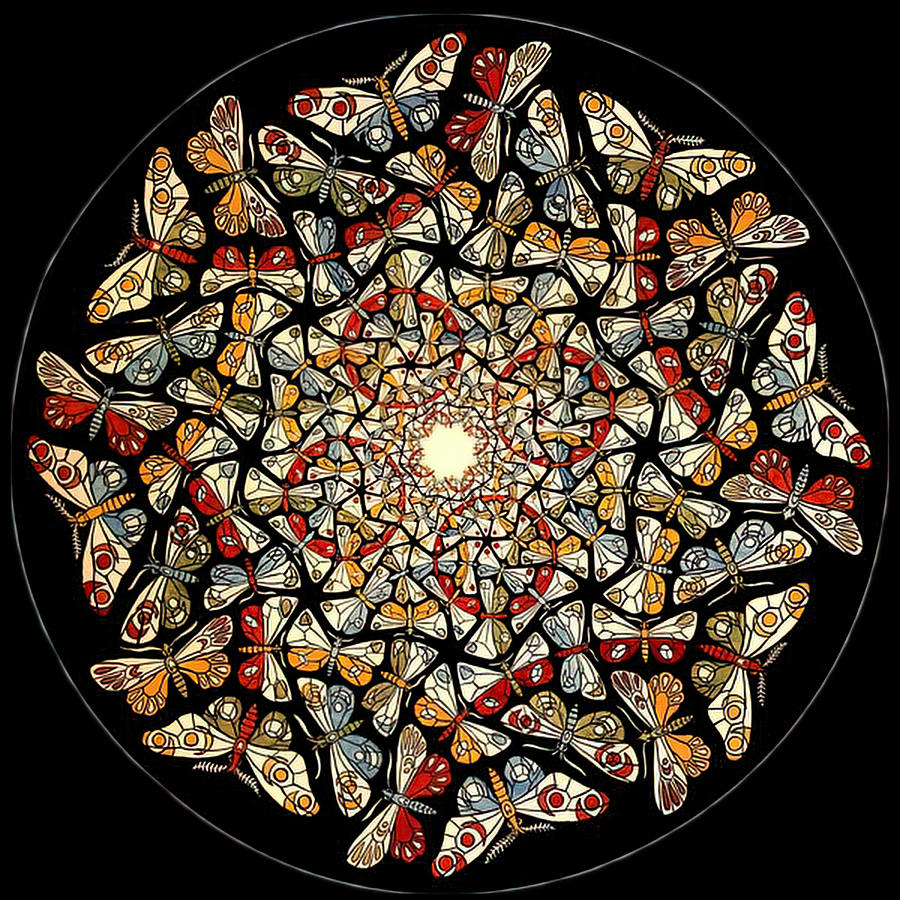 Vintage Painting - Circle Limit with Butterflies by M C Escher