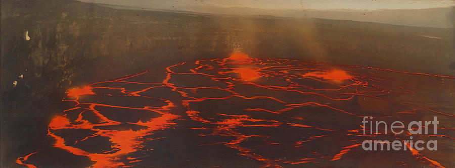 Nature Painting - Circle of Itaro Morihiro born 1889 Eruption of Kilauea Hawaii Volcanoes National Park 2 by Artistic Rifki