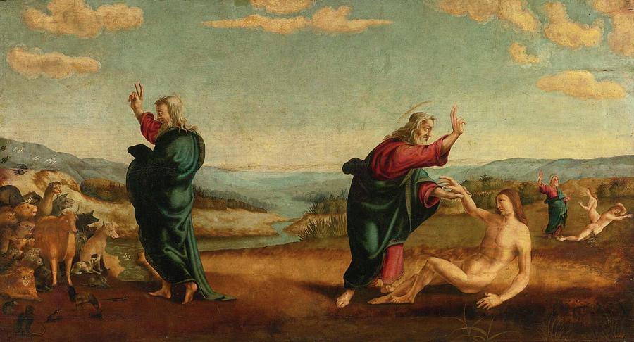 Circle of Piero di Cosimo THREE EPISODES FROM THE CREATION Painting by ...