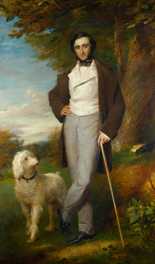 Circle Of Sir Francis Grant Ra British 1803 1878 Portrait Of A Gentleman Standing In Parkland With H Painting