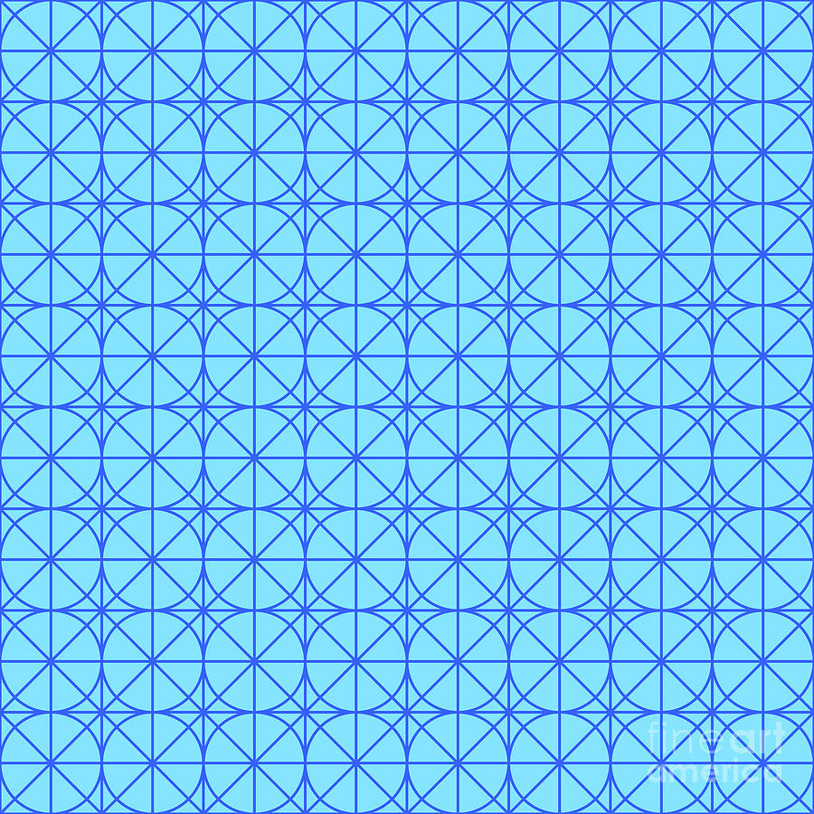 Circle On Isometric Grid Pattern In Day Sky And Azul Blue N.1734 Painting