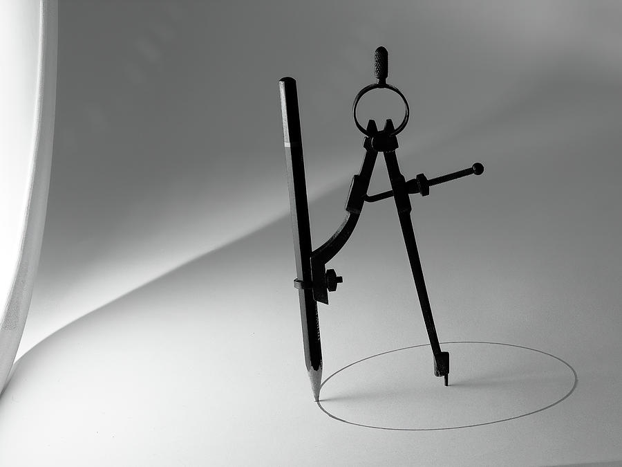 Abstract Photograph - Circle Pencil and Compass by Bob Orsillo