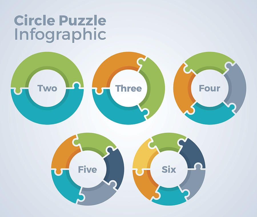 Circle Puzzle Infographic Drawing by Filo