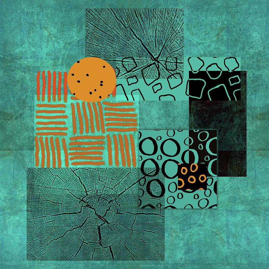 Circles Contained in Squares Mixed Media by Nancy Merkle