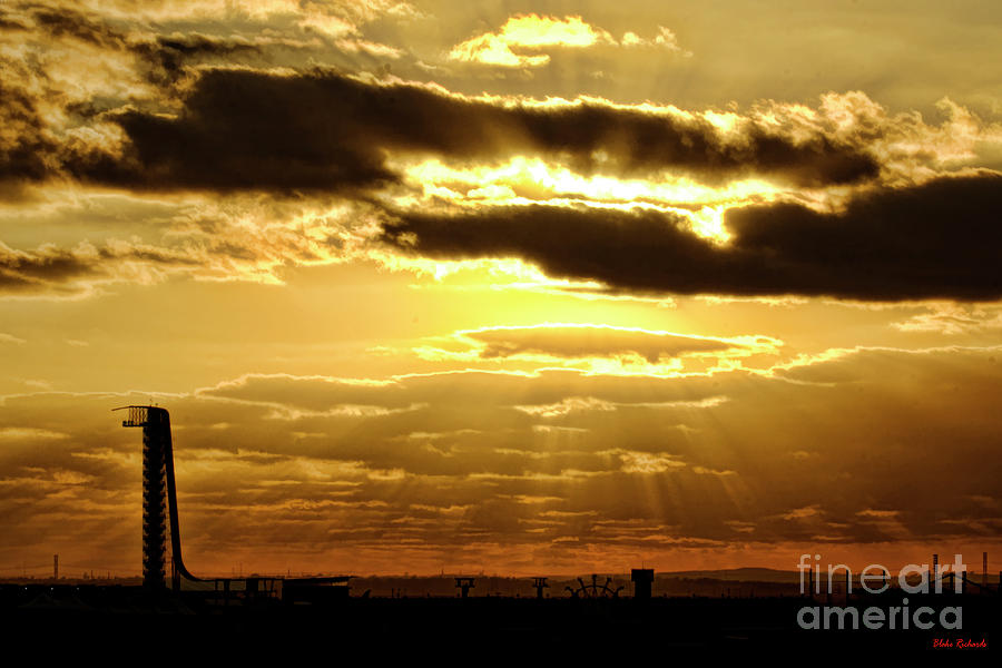 Circuit of The Americas Observation Tower And Yellow Sky Photograph by Blake Richards