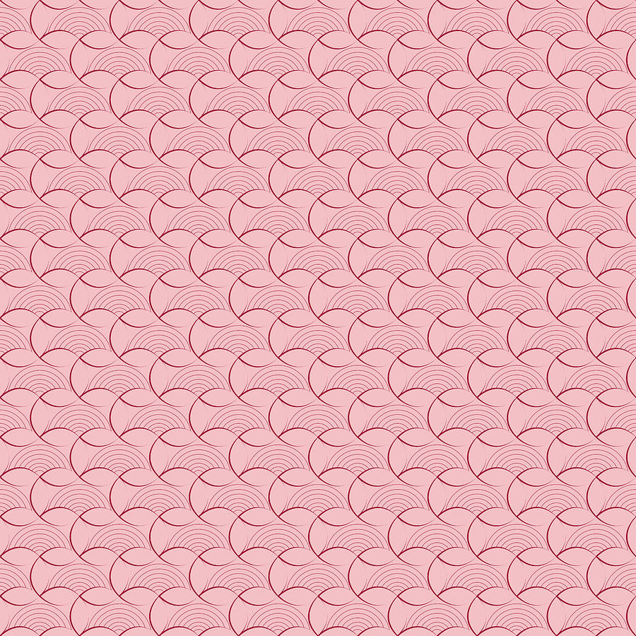 Circular Geometric Wave Pattern - Light Pink Digital Art