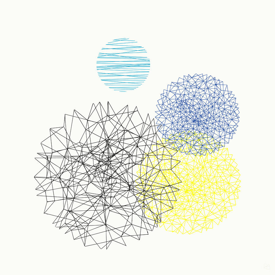 Network Digital Art - Circular Networks With Blue Sun by Carolina Reis