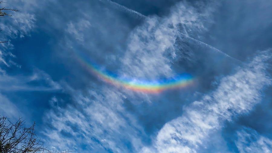 Circumzenithal Arc And Contrail Photograph