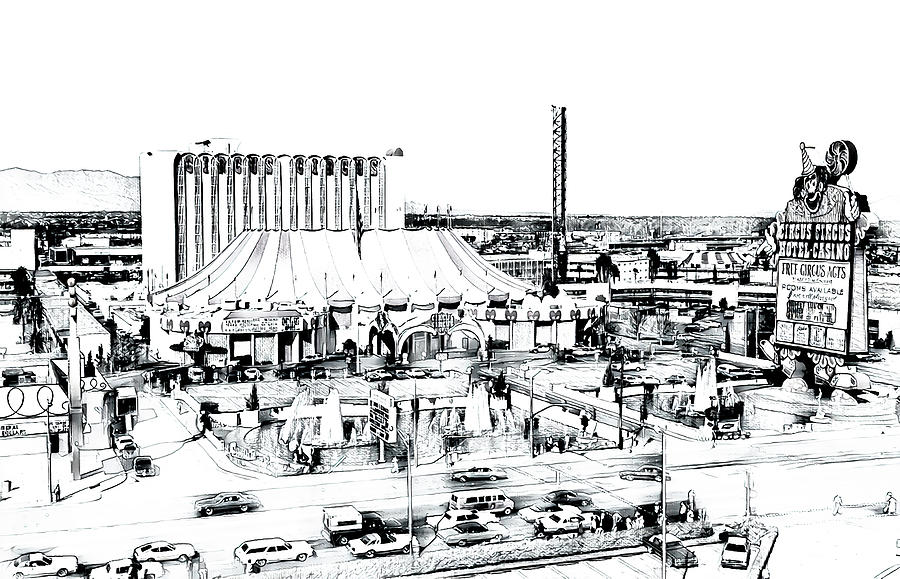 Circus Circus On The Strip Black and White High Contrast Photograph by Kellice Swaggerty