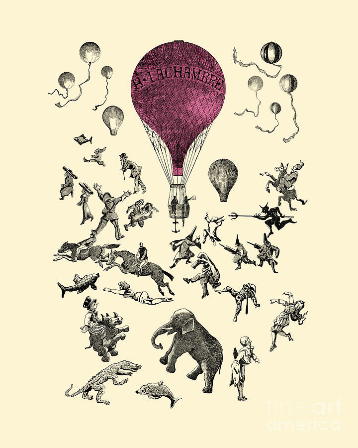 Animal Digital Art - Circus Hot Air Balloon by Madame Memento