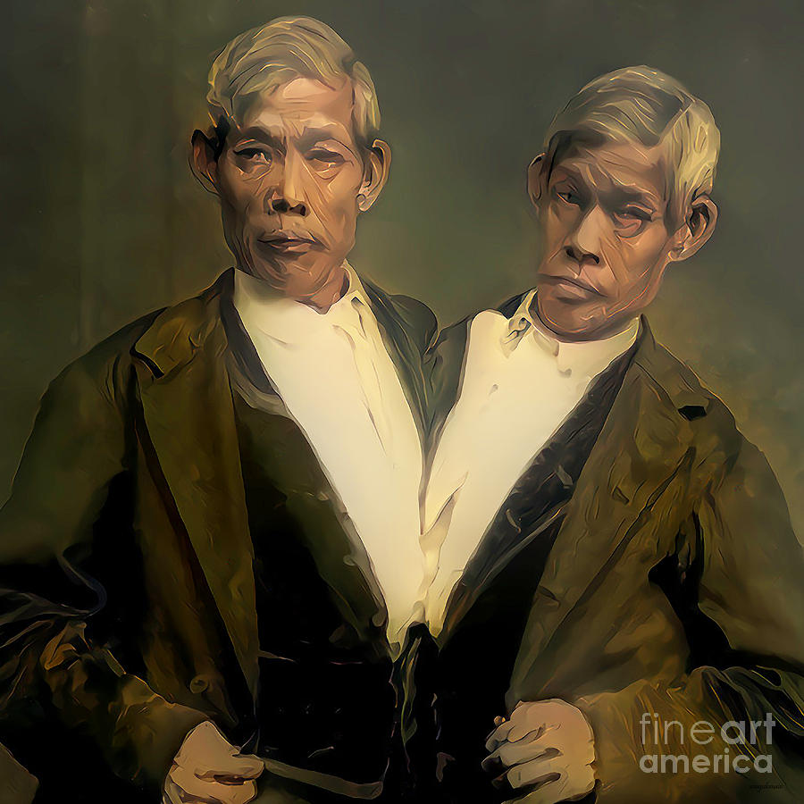 Circus Sideshow Chang and Eng Bunker Siamese Twins 20210220 square Photograph by Wingsdomain Art and Photography
