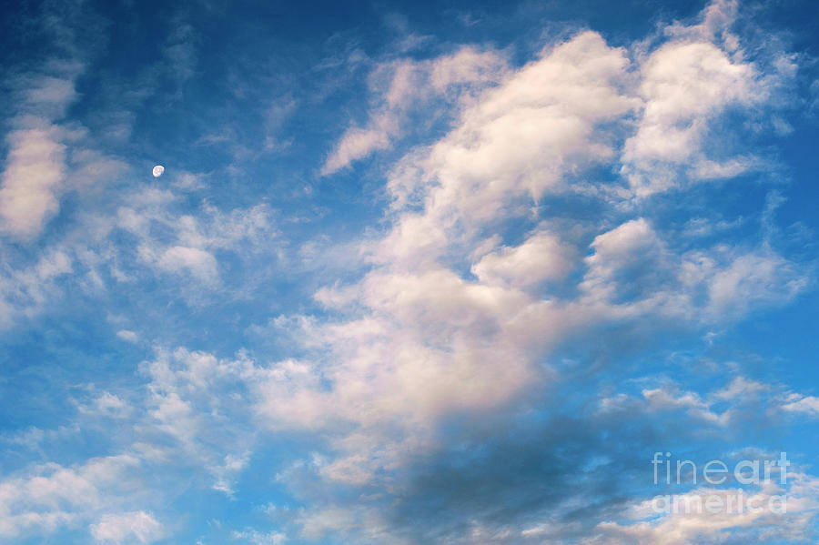 Cirrus Clouds With Moon In Morning Light Photograph by Jim Corwin