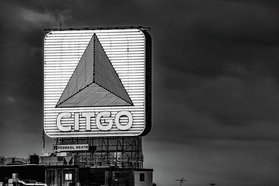 Citgo Sign in Monochrome - Bostons Kenmore Square Photograph by Gregory Ballos