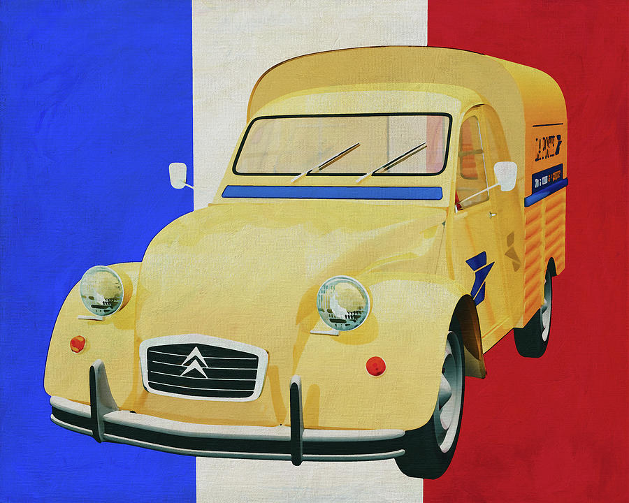 Citroen 2CV in front of the French flag Painting by Jan Keteleer